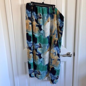 Cider Multicolor Pleated Maxi Skirt